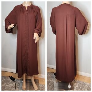 Modern Citizen Button Front Shirt Dress Midi Maxi Slits Sz Medium Burgundy